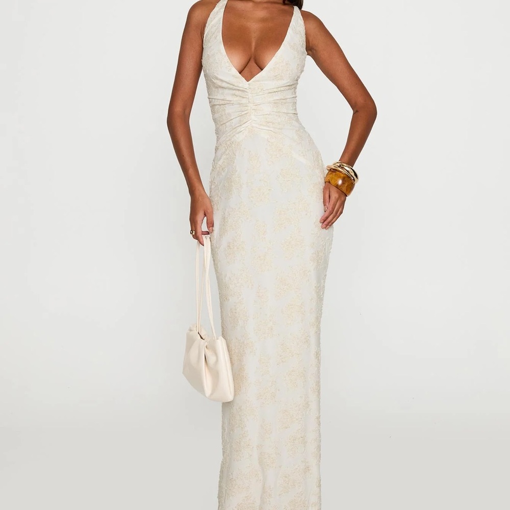 Princess Polly Cream Backless Dress